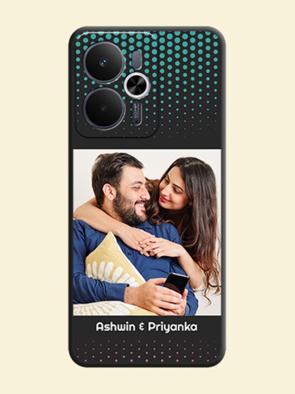 Faded Dots with Grunge Photo Frame and Text On Space Black Custom Soft Matte Mobile Back Cover - Realme 14T 5G
