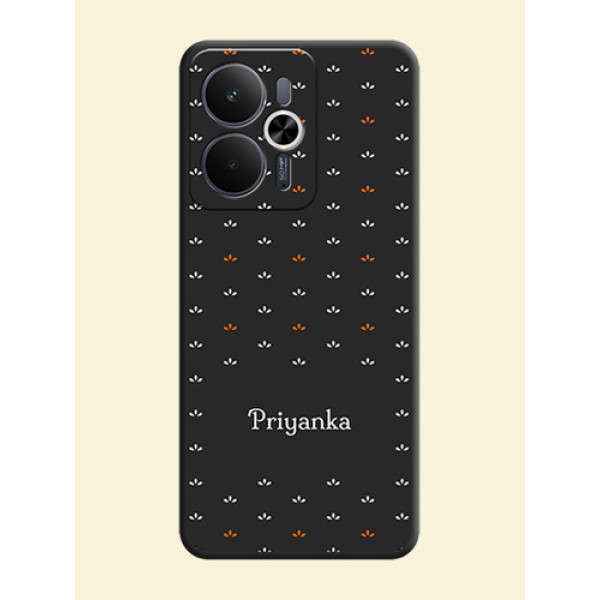 Simple Pattern With Custom Text On Space Black Custom Soft Matte Mobile Back Cover - Realme 14T 5G