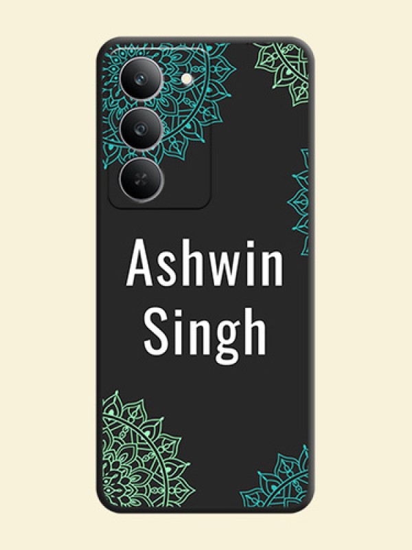Your Name with Floral Design On Space Black Custom Soft Matte Mobile Back Cover - Realme 14x 5G