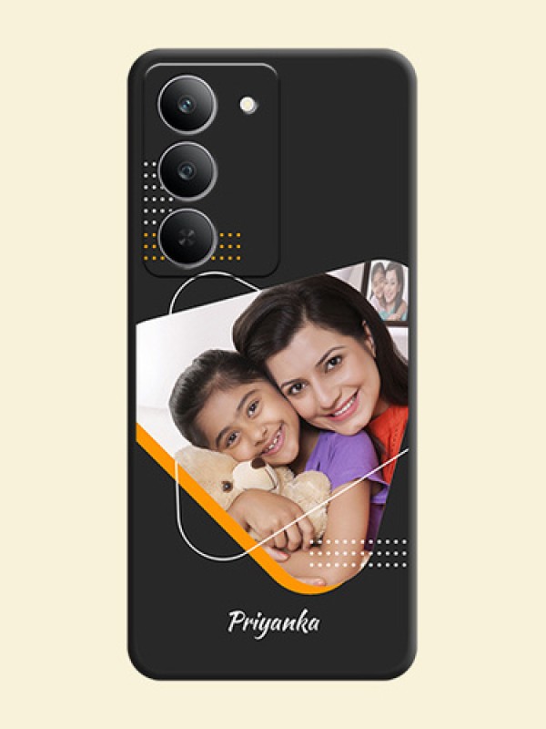 Yellow Triangle on Photo On Space Black Custom Soft Matte Mobile Back Cover - Realme 14x 5G