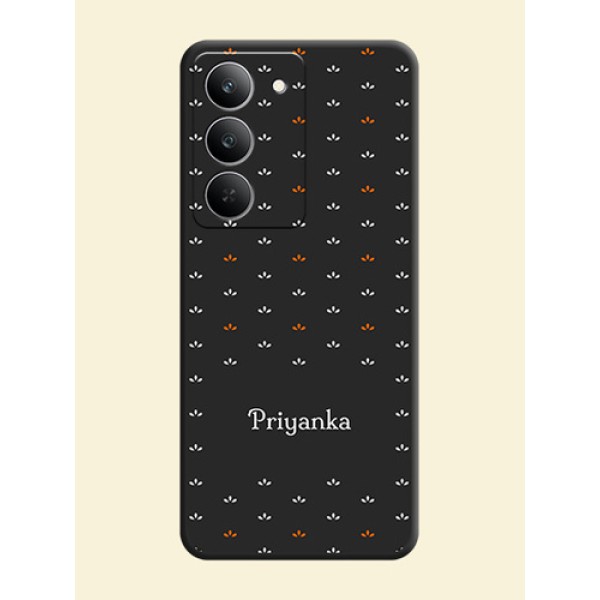 Simple Pattern With Custom Text On Space Black Custom Soft Matte Mobile Back Cover - Realme 14x 5G