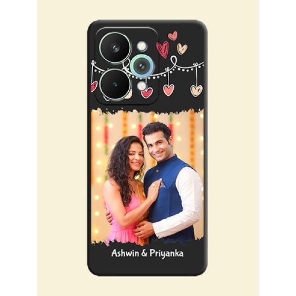 Pink Love Hangings with Name On Space Black Custom Soft Matte Mobile Back Cover - Realme 15 5G Pink Love Hangings with Name On Space Black Custom Soft Matte Mobile Back Cover - Realme 15 5G