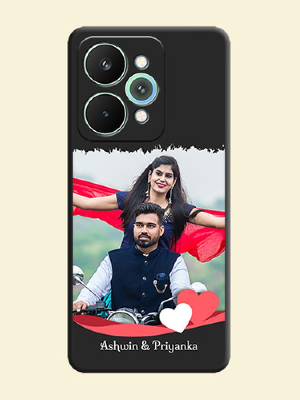 Pin Color Love Shaped Ribbon Design with Text On Space Black Custom Soft Matte Mobile Back Cover - Realme 15 5G