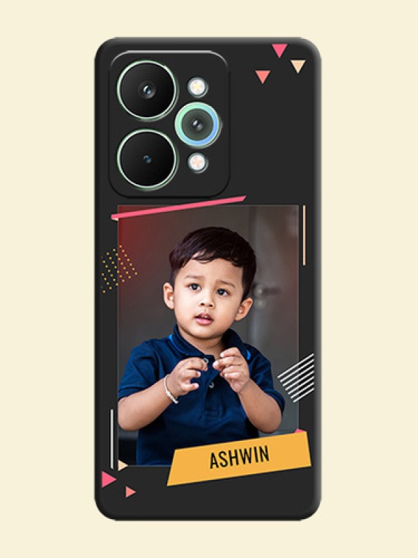 Photo Frame with Triangle Small Dots on Photo On Space Black Custom Soft Matte Mobile Back Cover - Realme 15 5G