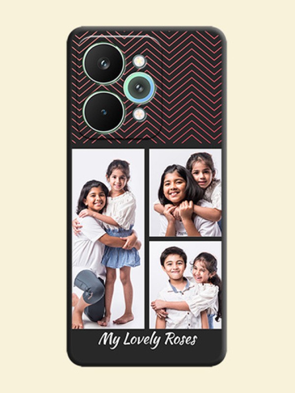 Wave Pattern with 3 Image Holder On Space Black Custom Soft Matte Mobile Back Cover - Realme 15 5G