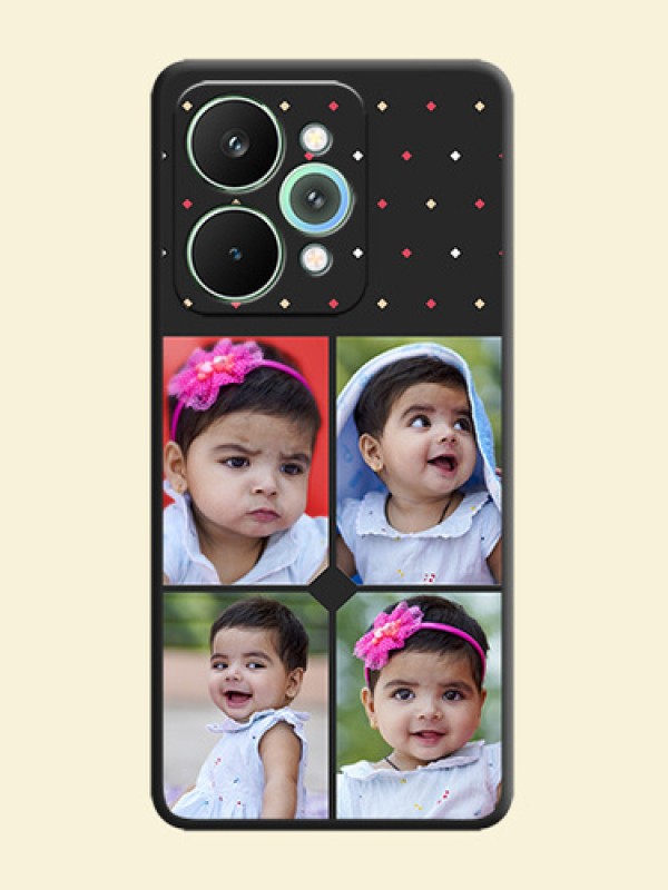 Multicolor Dotted Pattern with 4 Image Holder On Space Black Custom Soft Matte Mobile Back Cover - Realme 15 5G