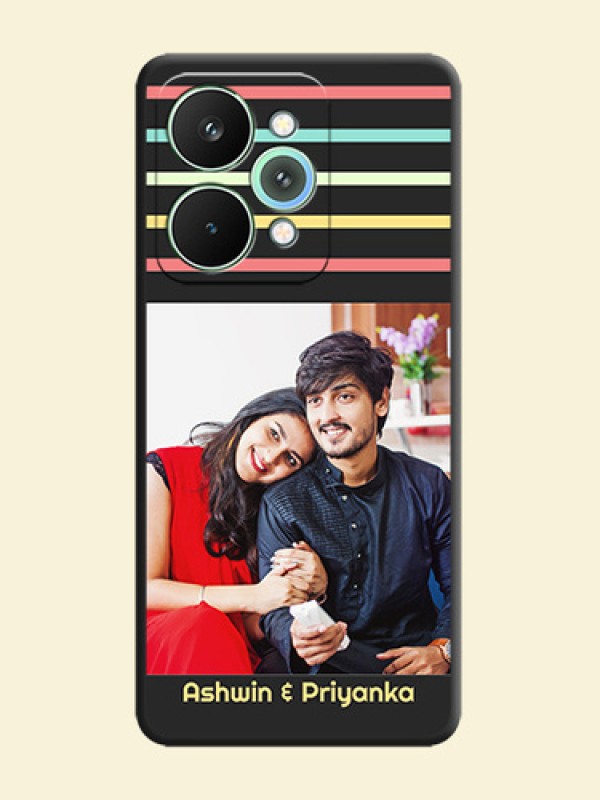 Color Stripes with Photo and Text on Photo On Space Black Custom Soft Matte Mobile Back Cover - Realme 15 5G