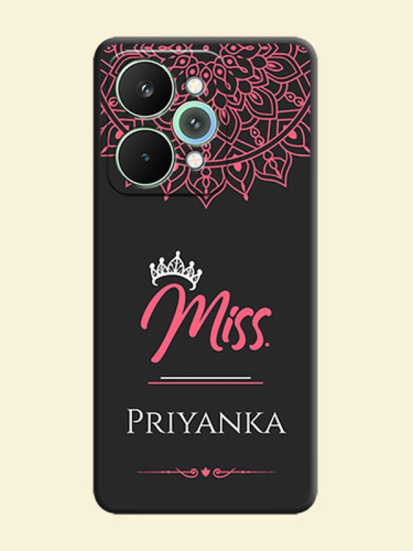 Mrs Name with Floral Design On Space Black Custom Soft Matte Mobile Back Cover - Realme 15 5G