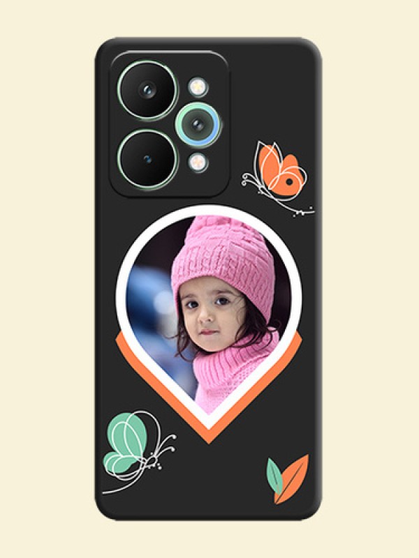 Upload Pic With Simple Butterly Design On Space Black Custom Soft Matte Mobile Back Cover - Realme 15 5G