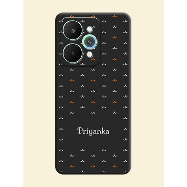 Simple Pattern With Custom Text On Space Black Custom Soft Matte Mobile Back Cover - Realme 15 5G