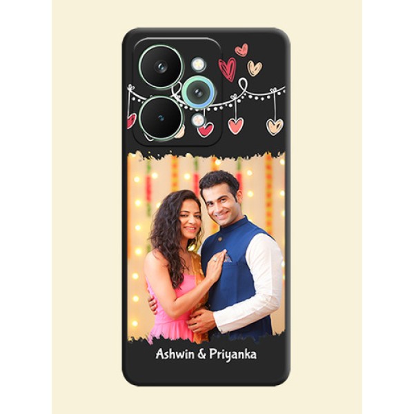Pink Love Hangings with Name On Space Black Custom Soft Matte Mobile Back Cover - Realme 15 Pro 5G Pink Love Hangings with Name On Space Black Custom Soft Matte Mobile Back Cover - Realme 15 Pro 5G