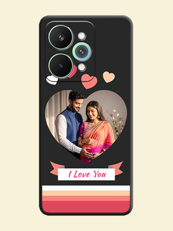 Love Shaped Photo with Colorful Stripes On Space Black Custom Soft Matte Mobile Back Cover - Realme 15 Pro 5G