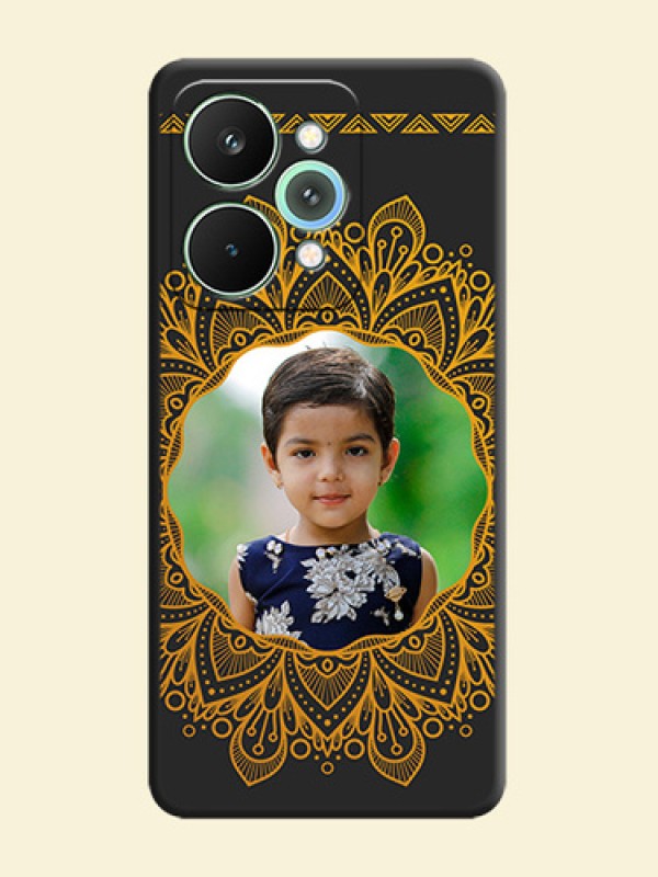 Round Image with Floral Design On Space Black Custom Soft Matte Mobile Back Cover - Realme 15 Pro 5G