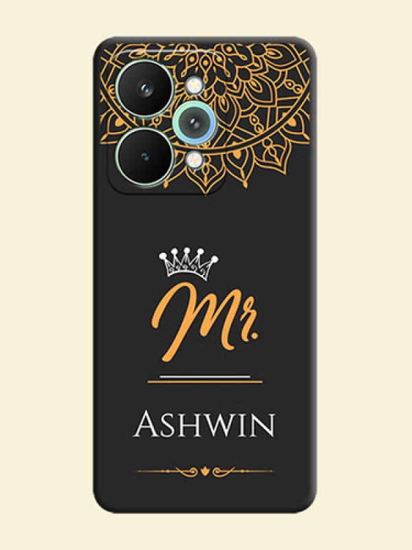 Mr Name with Floral Design On Space Black Custom Soft Matte Mobile Back Cover - Realme 15 Pro 5G