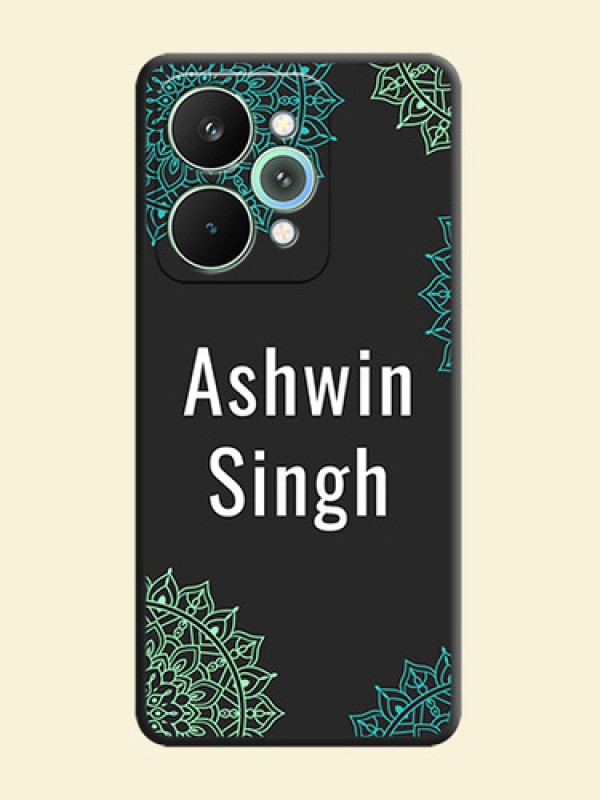 Your Name with Floral Design On Space Black Custom Soft Matte Mobile Back Cover - Realme 15 Pro 5G