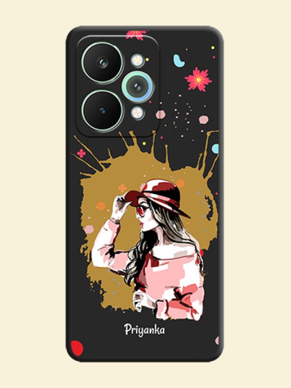 Mordern Lady With Color Splash Background With Custom Text On Space Black Custom Soft Matte Mobile Back Cover - Realme 15 Pro 5G