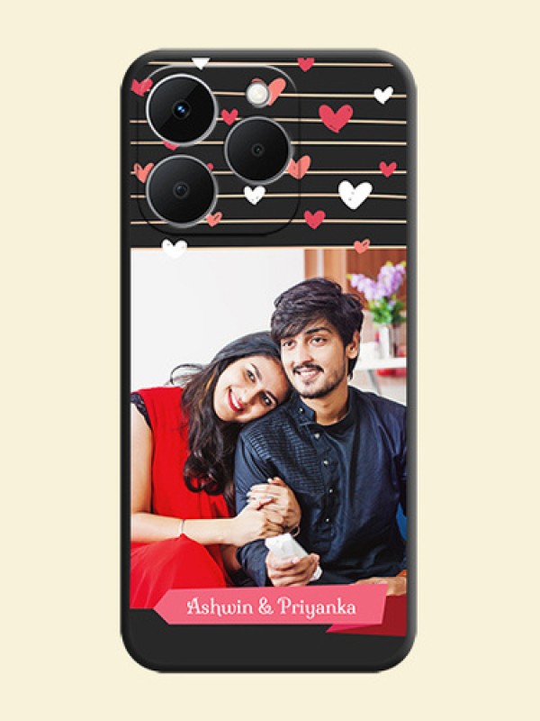 Love Pattern with Name on Pink Ribbon on Photo On Space Black Custom Soft Matte Mobile Back Cover - Realme 15T 5G