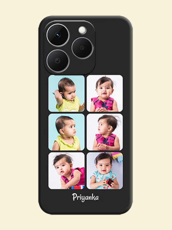 Floral Art with 6 Image Holder on Photo On Space Black Custom Soft Matte Mobile Back Cover - Realme 15T 5G