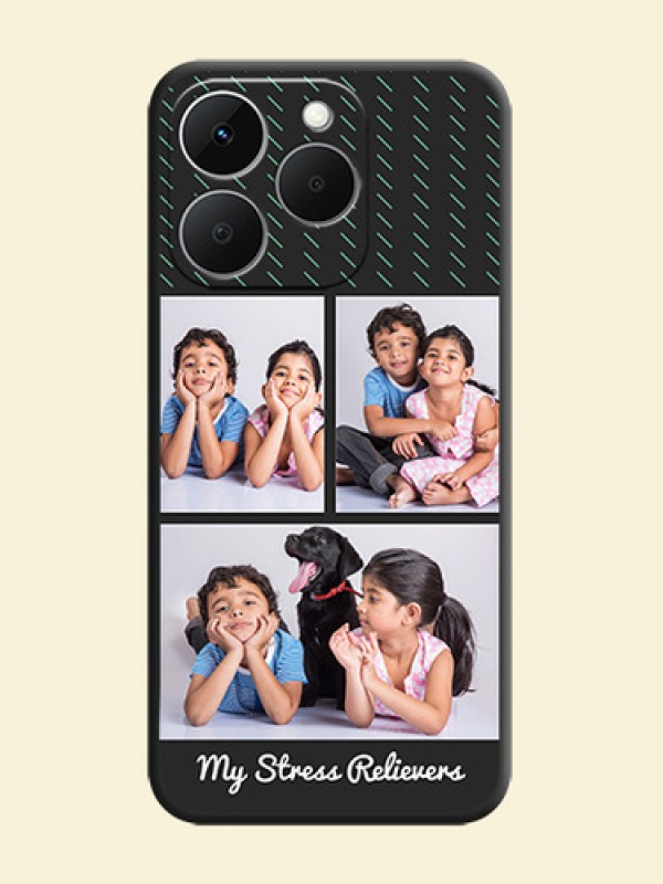 Cross Dotted Pattern with 2 Image Holder On Space Black Custom Soft Matte Mobile Back Cover - Realme 15T 5G