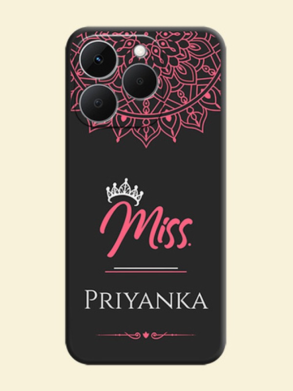 Mrs Name with Floral Design On Space Black Custom Soft Matte Mobile Back Cover - Realme 15T 5G