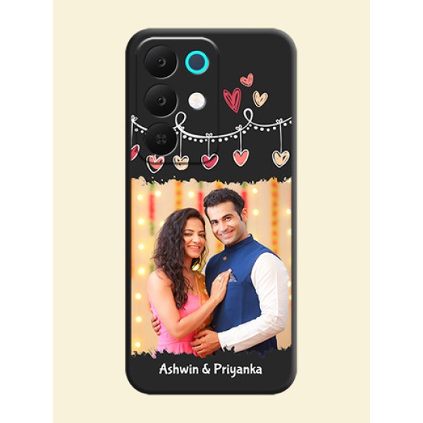 Pink Love Hangings with Name On Space Black Custom Soft Matte Mobile Back Cover - Realme 15X 5G Pink Love Hangings with Name On Space Black Custom Soft Matte Mobile Back Cover - Realme 15X 5G
