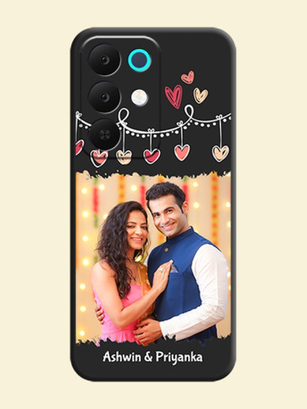 Pink Love Hangings with Name On Space Black Custom Soft Matte Mobile Back Cover - Realme 15X 5G