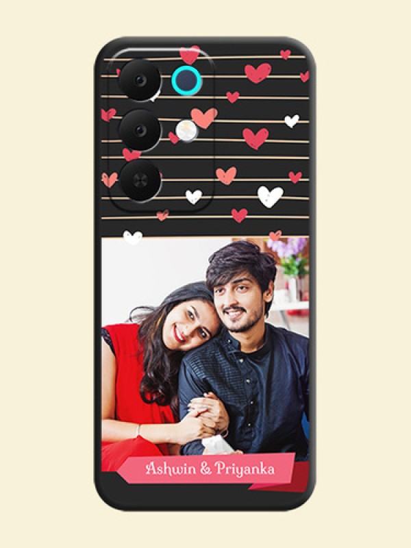 Love Pattern with Name on Pink Ribbon on Photo On Space Black Custom Soft Matte Mobile Back Cover - Realme 15X 5G