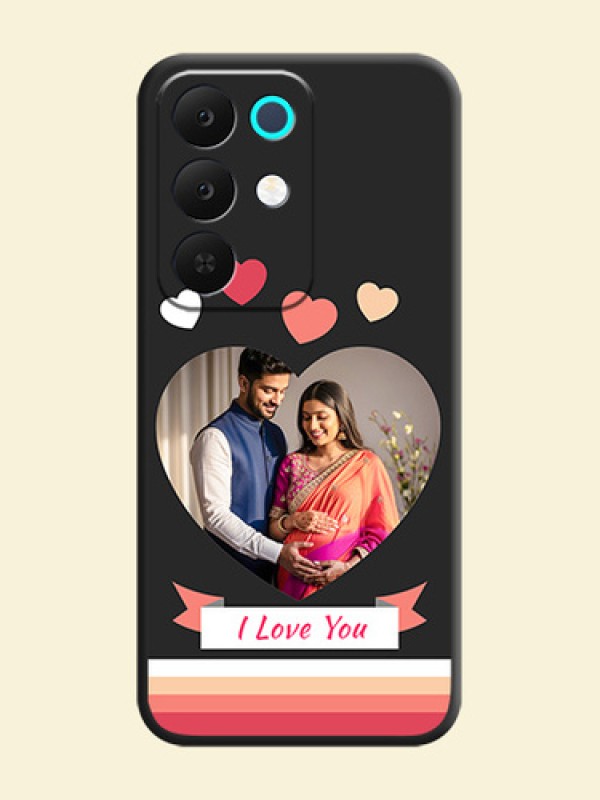 Love Shaped Photo with Colorful Stripes On Space Black Custom Soft Matte Mobile Back Cover - Realme 15X 5G