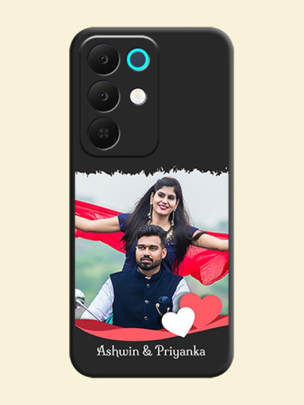 Pin Color Love Shaped Ribbon Design with Text On Space Black Custom Soft Matte Mobile Back Cover - Realme 15X 5G