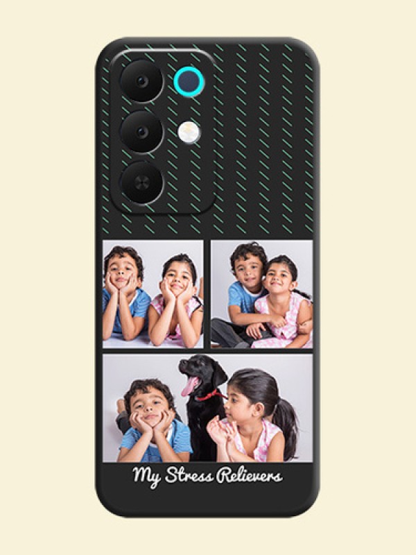 Cross Dotted Pattern with 2 Image Holder On Space Black Custom Soft Matte Mobile Back Cover - Realme 15X 5G