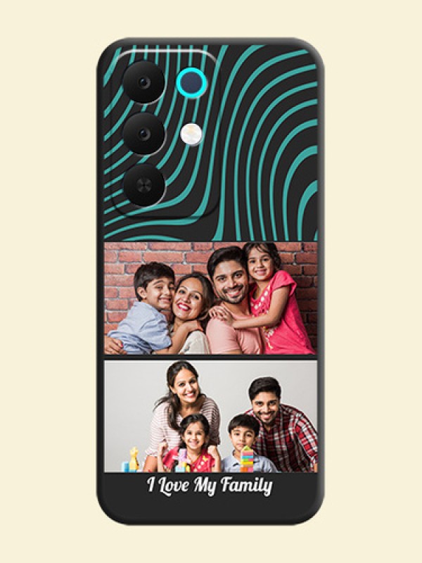 Wave Pattern with 2 Image Holder On Space Black Custom Soft Matte Mobile Back Cover - Realme 15X 5G