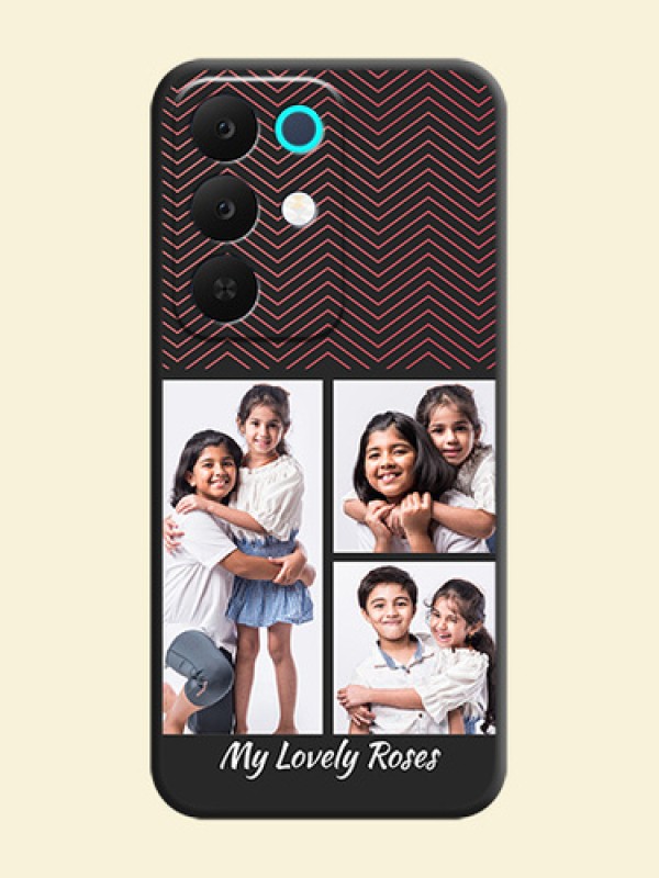 Wave Pattern with 3 Image Holder On Space Black Custom Soft Matte Mobile Back Cover - Realme 15X 5G