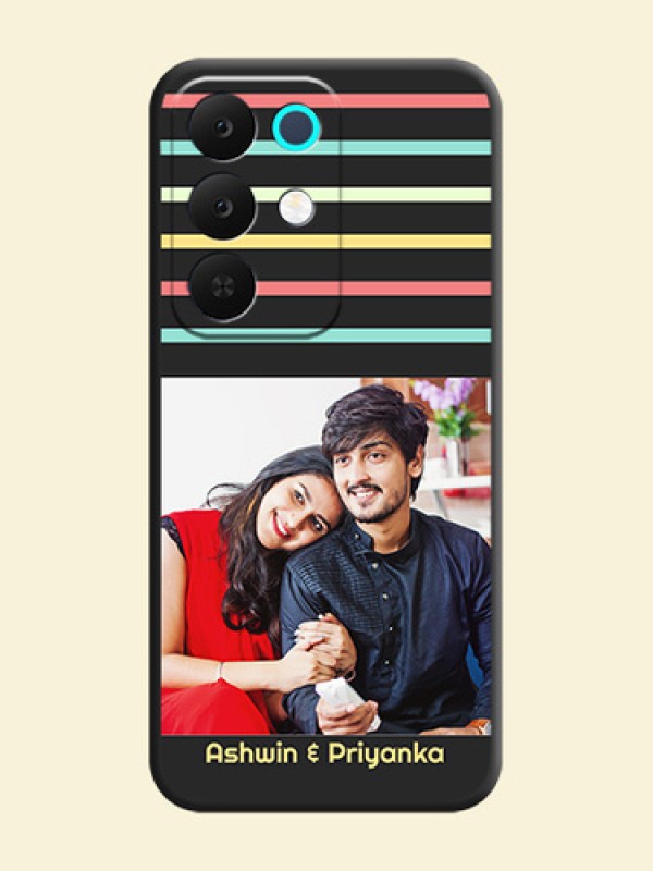 Color Stripes with Photo and Text on Photo On Space Black Custom Soft Matte Mobile Back Cover - Realme 15X 5G