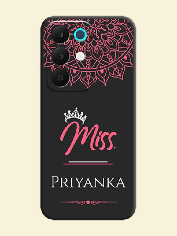 Mrs Name with Floral Design On Space Black Custom Soft Matte Mobile Back Cover - Realme 15X 5G