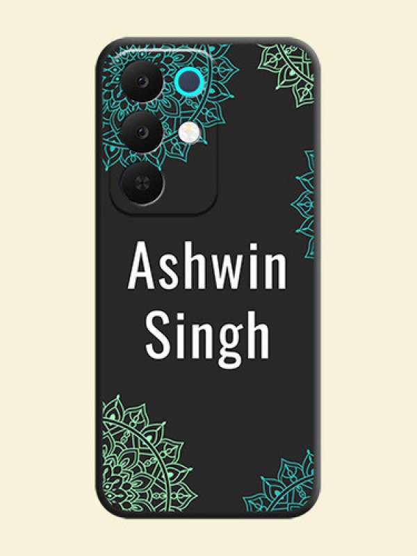 Your Name with Floral Design On Space Black Custom Soft Matte Mobile Back Cover - Realme 15X 5G