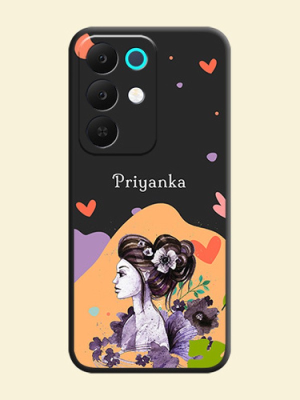 Namecase For Her With Fancy Lady Image On Space Black Custom Soft Matte Mobile Back Cover - Realme 15X 5G