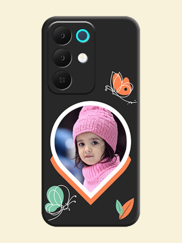 Upload Pic With Simple Butterly Design On Space Black Custom Soft Matte Mobile Back Cover - Realme 15X 5G