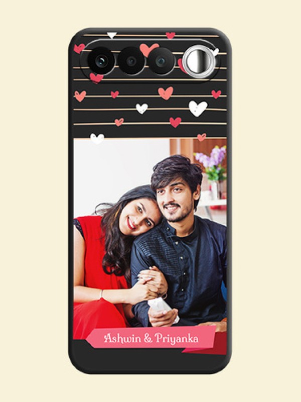Love Pattern with Name on Pink Ribbon on Photo On Space Black Custom Soft Matte Mobile Back Cover - Realme 16 5G