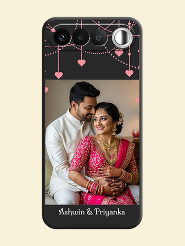 Pink Love Hangings with Text On Space Black Custom Soft Matte Mobile Back Cover - Realme 16 5G