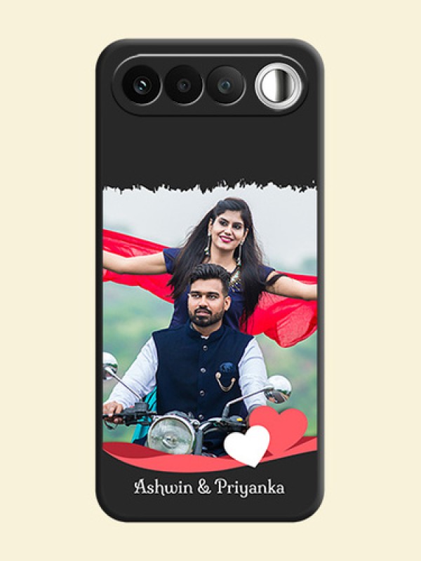 Pin Color Love Shaped Ribbon Design with Text On Space Black Custom Soft Matte Mobile Back Cover - Realme 16 5G