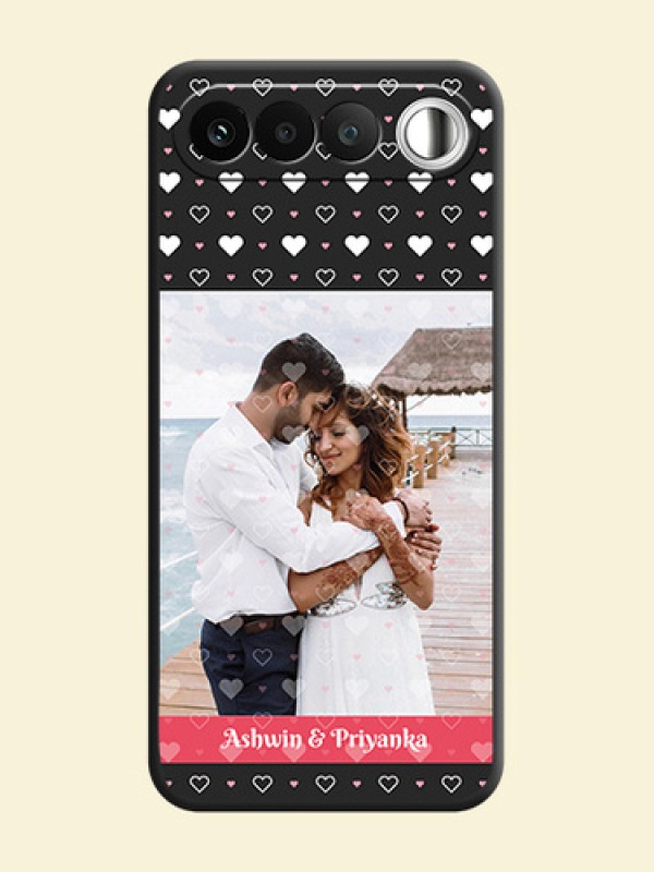 White Color Love Symbols with Text Design on Photo On Space Black Custom Soft Matte Mobile Back Cover - Realme 16 5G