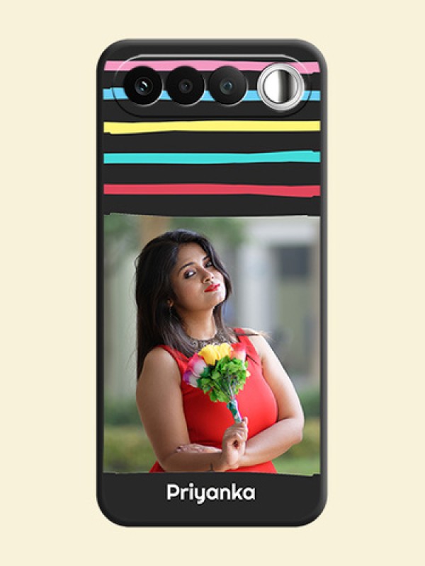 Multicolor Lines with Image On Space Black Custom Soft Matte Mobile Back Cover - Realme 16 5G