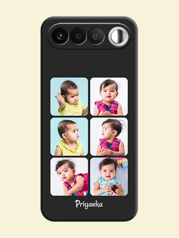 Floral Art with 6 Image Holder on Photo On Space Black Custom Soft Matte Mobile Back Cover - Realme 16 5G