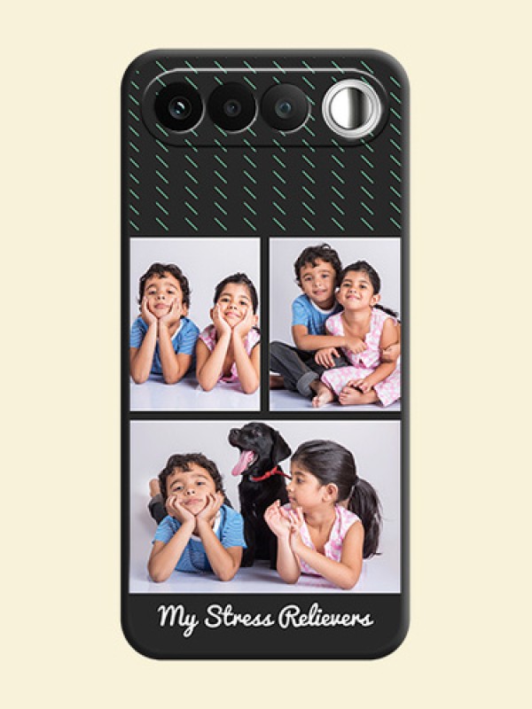 Cross Dotted Pattern with 2 Image Holder On Space Black Custom Soft Matte Mobile Back Cover - Realme 16 5G