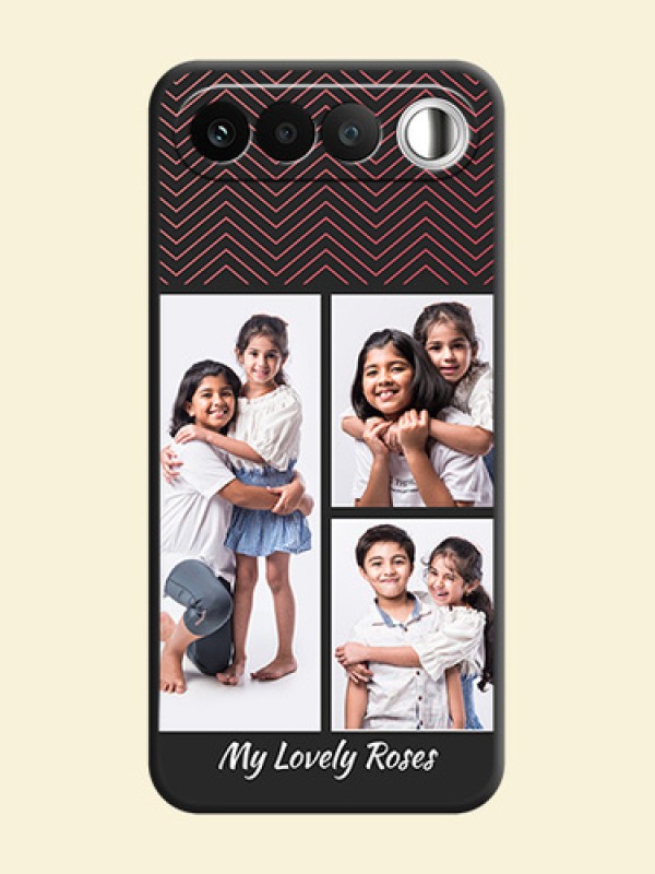 Wave Pattern with 3 Image Holder On Space Black Custom Soft Matte Mobile Back Cover - Realme 16 5G