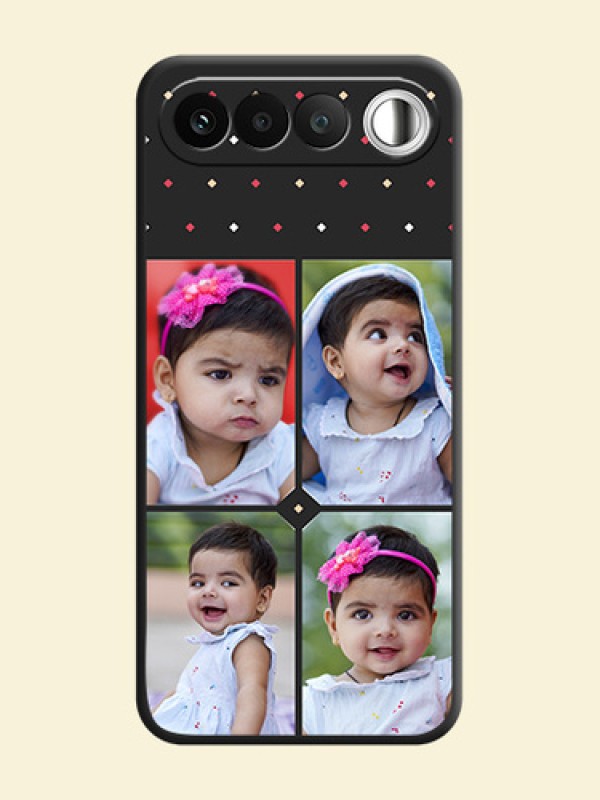 Multicolor Dotted Pattern with 4 Image Holder On Space Black Custom Soft Matte Mobile Back Cover - Realme 16 5G