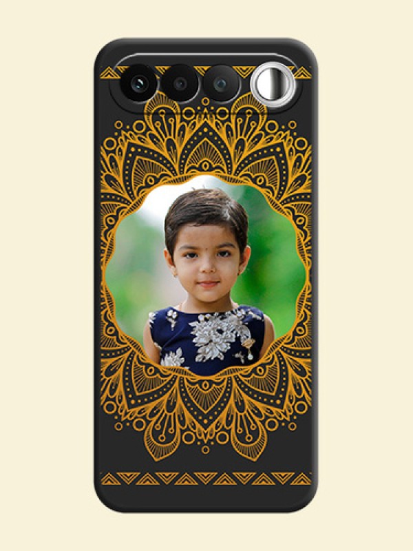 Round Image with Floral Design On Space Black Custom Soft Matte Mobile Back Cover - Realme 16 5G