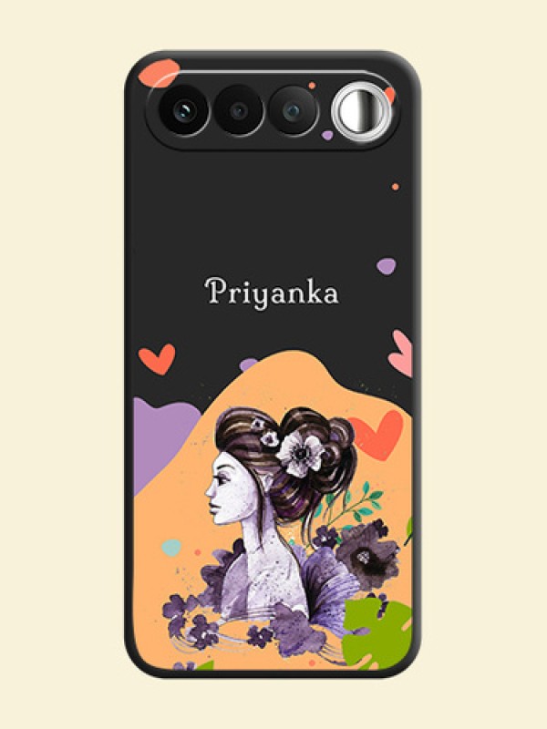 Namecase For Her With Fancy Lady Image On Space Black Custom Soft Matte Mobile Back Cover - Realme 16 5G