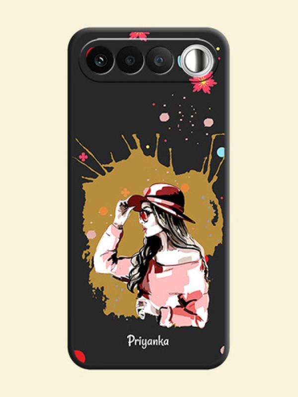 Mordern Lady With Color Splash Background With Custom Text On Space Black Custom Soft Matte Mobile Back Cover - Realme 16 5G