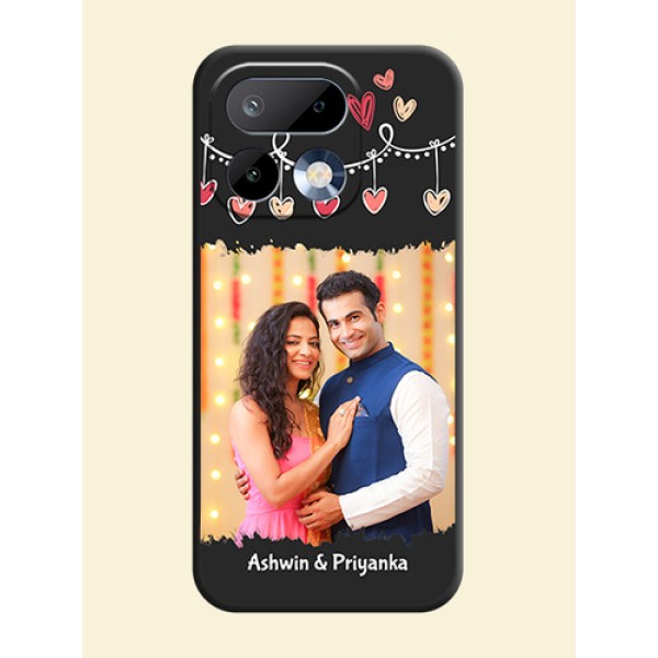 Pink Love Hangings with Name On Space Black Custom Soft Matte Mobile Back Cover - Realme 16 Pro 5G Pink Love Hangings with Name On Space Black Custom Soft Matte Mobile Back Cover - Realme 16 Pro 5G
